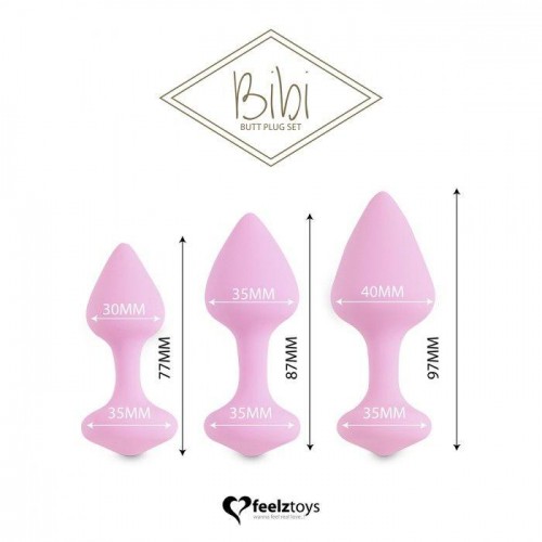 Фото товара: Набор из 3 нежно-розовых анальных пробок Bibi Butt Plug Set, код товара: FLZ-E27864/Арт.247300, номер 1