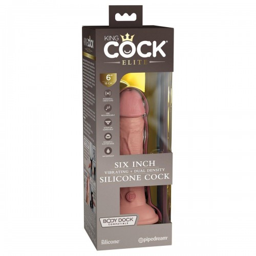 Фото товара: Телесный вибратор-реалистик на присоске 6  Vibrating Silicone Dual Density Cock - 17,8 см., код товара: PD5776-21/Арт.248575, номер 1