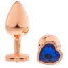 Купить Золотистая анальная пробка OYO с синим кристаллом-сердцем - 7,3 см. код товара: APRG-OYO-H-blue/Арт.249326. Секс-шоп в СПб - EROTICOASIS | Интим товары для взрослых 