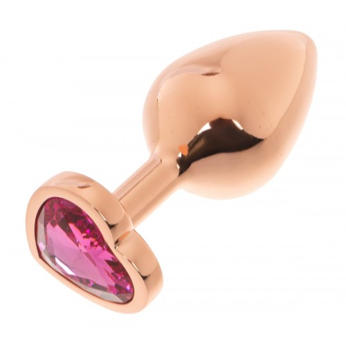 Фото товара: Золотистая анальная пробка OYO с ярко-розовым кристаллом-сердцем - 7,3 см., код товара: APRG-OYO-H-red vine/Арт.249328, номер 2