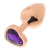 Фото товара: Золотистая анальная пробка OYO с фиолетовым кристаллом-сердцем - 7,3 см., код товара: APRG-OYO-H-violet-dark/Арт.249330, номер 3
