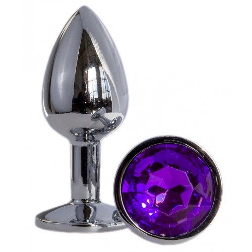 Купить Металлическая анальная втулка с фиолетовым кристаллом - 7,2 см. код товара: PS05-EGZO-Bag-Violet/Арт.249399. Секс-шоп в СПб - EROTICOASIS | Интим товары для взрослых 