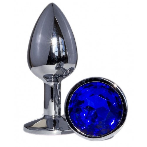 Купить Металлическая анальная втулка с синим кристаллом - 7,2 см. код товара: PS01-EGZO-Bag-Blue dark. Секс-шоп в СПб - EROTICOASIS | Интим товары для взрослых 