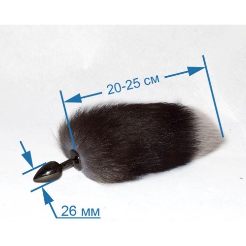 Фото товара: Хромированная анальная пробка с хвостиком из чернобурки, код товара: 8029-01/Арт.249914, номер 1