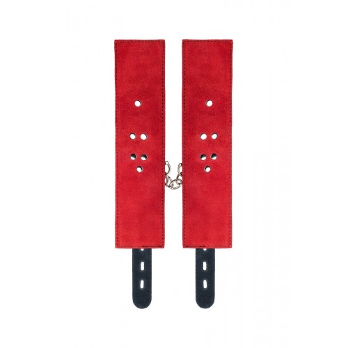 Фото товара: Красно-черные кожаные наручники со сцепкой, код товара: 701007/Арт.252606, номер 8