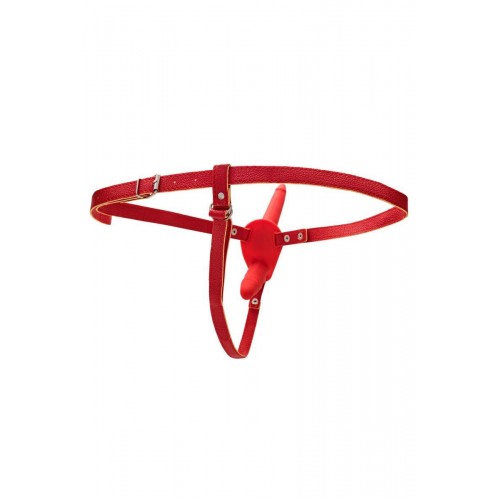 Фото товара: Красный страпон на ремнях с вагинальной пробкой - 15 см., код товара: 901410-9/Арт.275827, номер 2
