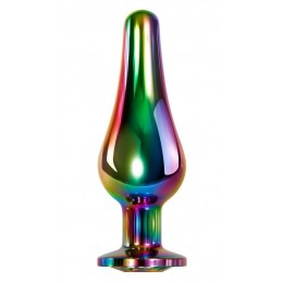 Радужная анальная пробка Rainbow Metal Plug Small - 9,4 см.