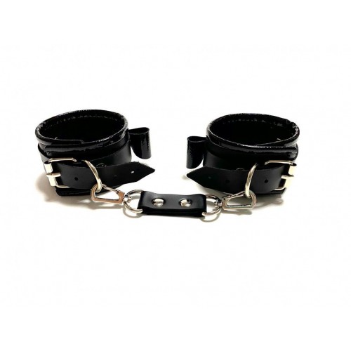 Фото товара: Черные наручники с бантиками из эко-кожи, код товара: 50007ars/Арт.282121, номер 1