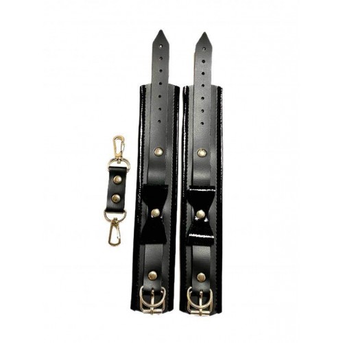 Фото товара: Черные наручники с бантиками из эко-кожи, код товара: 50007ars/Арт.282121, номер 2