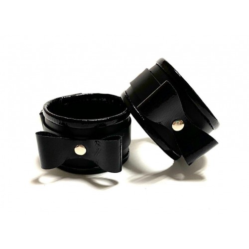 Купить Черные наручники с бантиками из эко-кожи код товара: 50007ars/Арт.282121. Онлайн секс-шоп в СПб - EroticOasis 