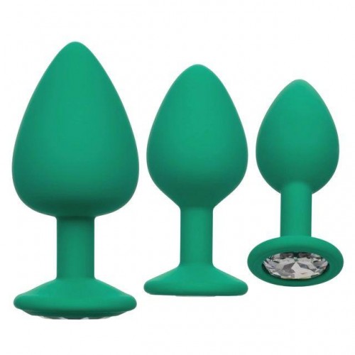 Купить Набор из трёх зеленых анальных пробок с кристаллом Cheeky Gems код товара: SE-0441-15-3/Арт.282450. Секс-шоп в СПб - EROTICOASIS | Интим товары для взрослых 