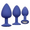 Купить Набор из трёх синих анальных пробок с кристаллом Cheeky Gems код товара: SE-0441-20-3/Арт.282451. Секс-шоп в СПб - EROTICOASIS | Интим товары для взрослых 