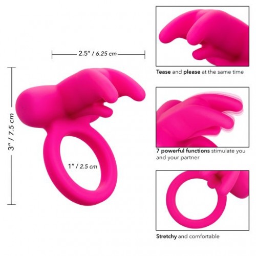 Фото товара: Розовое перезаряжаемое кольцо Silicone Rechargeable Triple Clit Flicker, код товара: SE-1841-20-3 / Арт.282453, номер 3