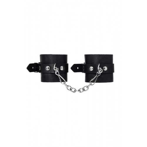 Фото товара: Черные однослойные кожаные наручники, код товара: 10120 / Арт.284058, номер 1
