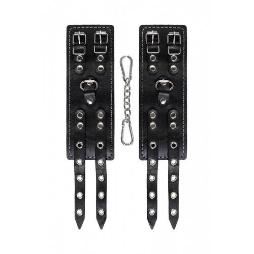 Фото товара: Черные наручники с двумя ремнями и красной подкладкой, код товара: 13120 / Арт.284061, номер 5