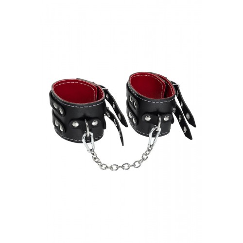 Фото товара: Черные оковы с двумя ремнями и красной подкладкой, код товара: 23120 / Арт.284062, номер 3
