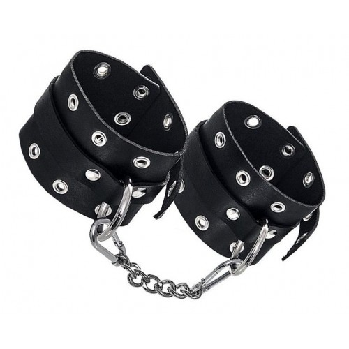 Купить Черные однослойные наручники с люверсами код товара: 16120 / Арт.284067. Секс-шоп в СПб - EROTICOASIS | Интим товары для взрослых 