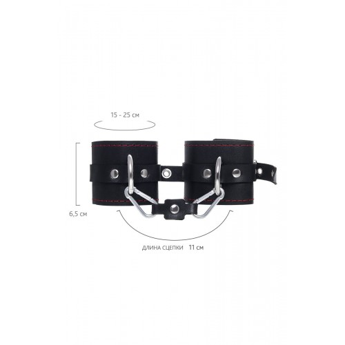 Фото товара: Черные однослойные наручники с контрастной строчкой, код товара: 17120 / Арт.284069, номер 5