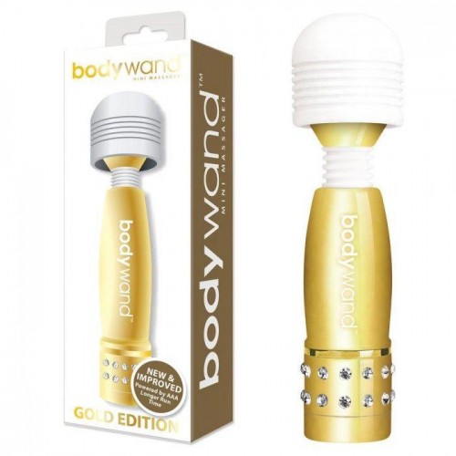 Фото товара: Золотистый жезловый мини-вибратор с кристаллами Mini Massager Gold Edition, код товара: BW125/Арт.284223, номер 1