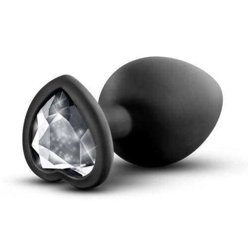 Купить Черная анальная втулка с прозрачным кристаллом в виде сердечка Bling Plug Small - 7,6 см. код товара: BL-95835/Арт.286620. Секс-шоп в СПб - EROTICOASIS | Интим товары для взрослых 