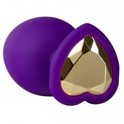 Фото товара: Фиолетовая анальная пробка с золотистым кристаллом-сердцем Bling Plug Small - 7,6 см., код товара: BL-95831/Арт.286648, номер 2