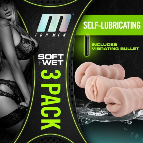 Фото товара: Набор из 3 мастурбаторов и вибропули 3-Pack Self-Lubricating Vibrating Stroker Sleeve Kit, код товара: BL-84103 / Арт.286668, номер 4