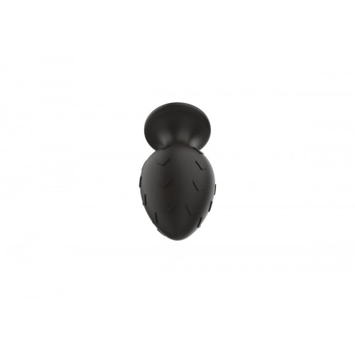 Фото товара: Черная малая силиконовая анальная пробка с рельефом в виде галочек, код товара: 3302-01/Арт.286879, номер 2
