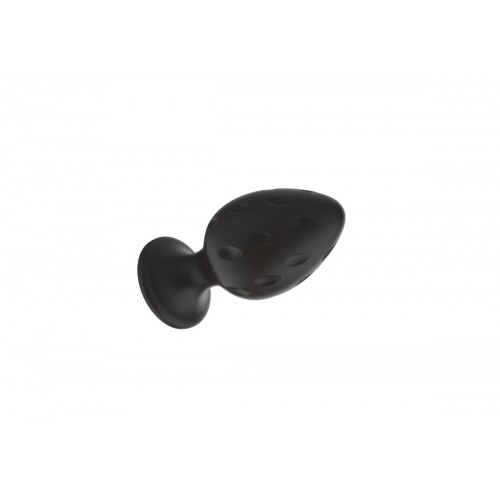 Фото товара: Черная малая силиконовая анальная пробка с рельефом в виде углублений, код товара: 3304-01/Арт.286881, номер 2