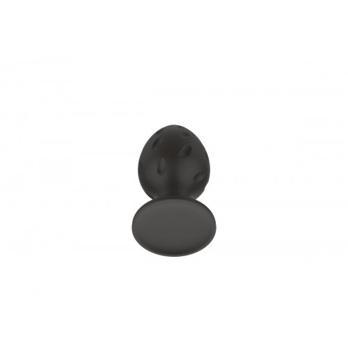 Фото товара: Черная малая силиконовая анальная пробка с рельефом в виде углублений, код товара: 3304-01/Арт.286881, номер 4