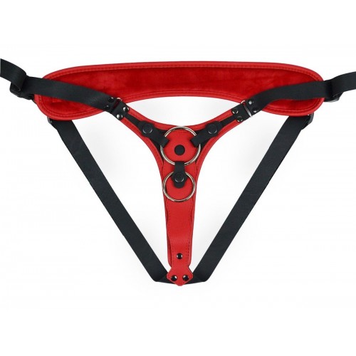Фото товара: Красно-черный женский пояс с 2 способами крепления насадок и вагинальной пробкой, код товара: 9834/Арт.289018, номер 8