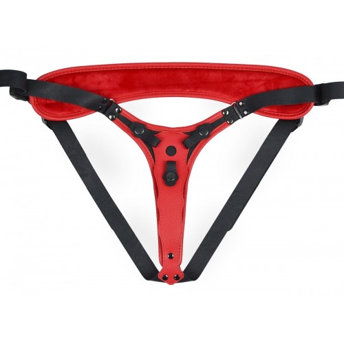 Фото товара: Красно-черный женский пояс с 2 способами крепления насадок и вагинальной пробкой, код товара: 9834/Арт.289018, номер 7