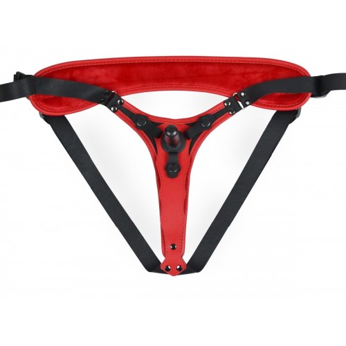 Фото товара: Красно-черный женский пояс с 2 способами крепления насадок и вагинальной пробкой, код товара: 9834/Арт.289018, номер 6