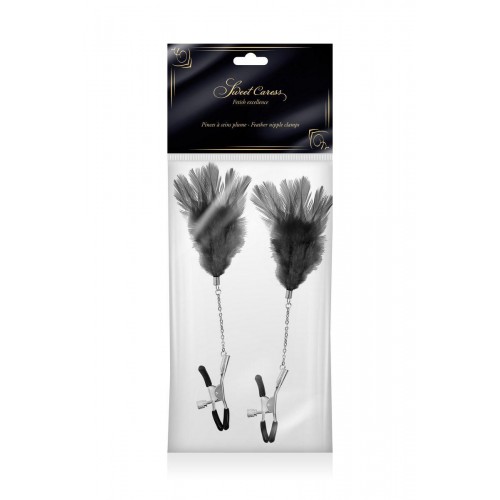 Фото товара: Зажимы для сосков с черными перьями Sweet Caress Feather Nipple Clumps, код товара: 5700710010/Арт.290169, номер 1