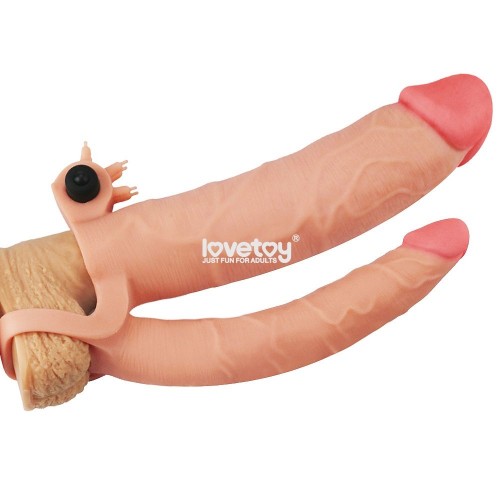 Фото товара: Телесная насадка-удлинитель на пенис с анальным стимулятором и вибрацией, код товара: LV314102 Flesh/Арт.309150, номер 4