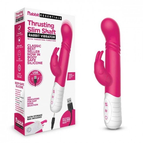 Фото товара: Розовый массажер для G-точки Slim Shaft thrusting G-spot Rabbit - 23 см., код товара: RR-012-PNK/Арт.343111, номер 1