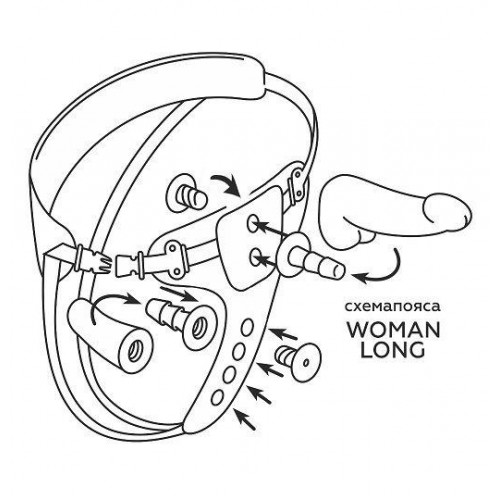 Фото товара: Женский пояс-трусики c 2 насадками и вагинальной пробкой WOMAN LONG, код товара: 301503/Арт.356835, номер 3