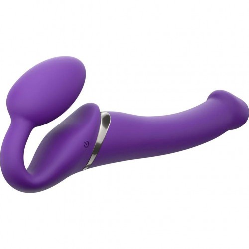 Фото товара: Фиолетовый безремневой вибрострапон Vibrating Bendable Strap-On - size L, код товара: 6013939/Арт.357885, номер 1