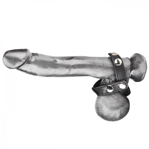 Фото товара: Кольцо на пенис с разделителем мошонки из искусственной кожи на клепках T-STYLE COCK RING, код товара: BLM1693/Арт.44573, номер 2