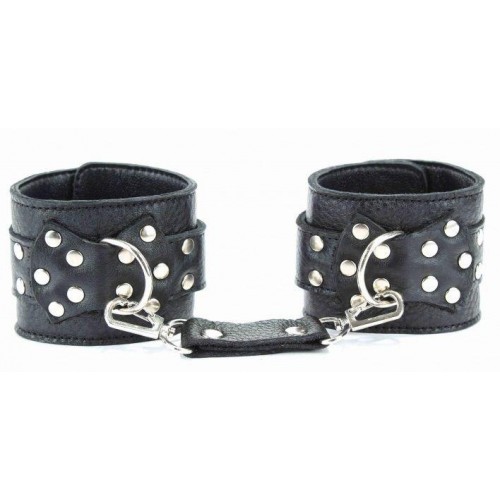 Фото товара: Чёрные наручники из кожи с пряжкой, код товара: 51007/Арт.46028, номер 1