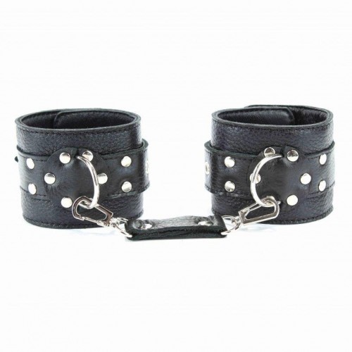 Фото товара: Чёрные наручники из кожи с пряжками, код товара: 51004ars/Арт.49057, номер 1