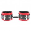 Фото товара: Красные наручники с чёрными проклёпанными ремешками с пряжкой, код товара: 51013ars/Арт.49061, номер 2