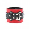 Фото товара: Красные наручники с чёрными проклёпанными ремешками с пряжкой, код товара: 51013ars/Арт.49061, номер 3