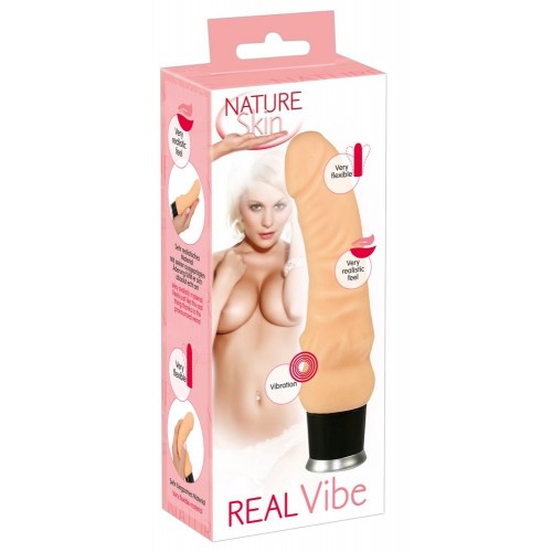 Фото товара: Вибратор-реалистик  Nature Skin Real Vibe телесного цвета - 17,5 см., код товара: 05579350000/Арт.53039, номер 5