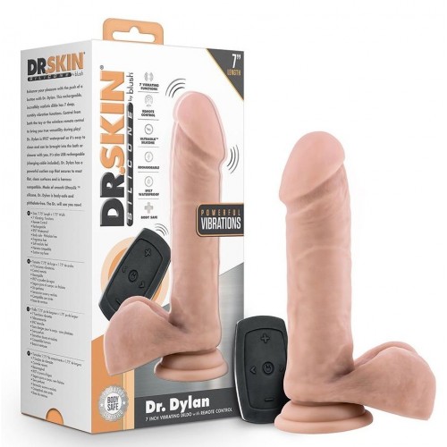 Фото товара: Телесный вибратор-реалистик Dr. Dylan 7.5 Inch Vibrating Dildo with Remote Control - 19,6 см., код товара: BL-66453 / Арт.371612, номер 1