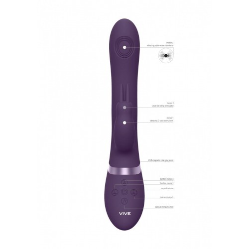 Фото товара: Фиолетовый анально-вагинальный вибромассажер Rini - 22,3 см., код товара: VIVE038PUR/Арт.381298, номер 4