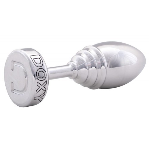 Фото товара: Серебристая анальная втулка Doxy Ribbed Butt Plug - 10,5 см., код товара: E27805/Арт.381493, номер 1