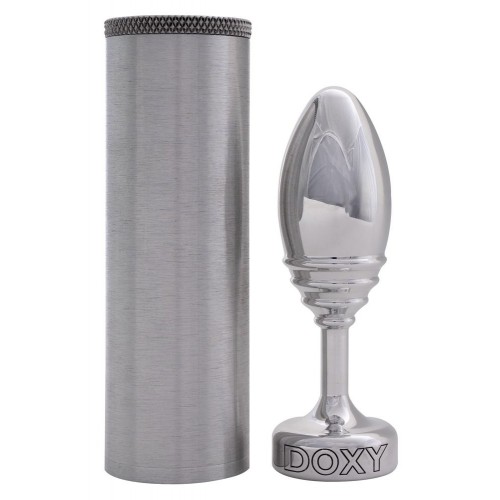 Фото товара: Серебристая анальная втулка Doxy Ribbed Butt Plug - 10,5 см., код товара: E27805/Арт.381493, номер 2