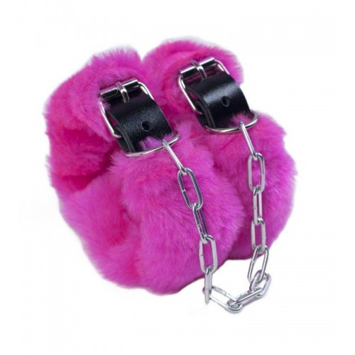 Купить Кожаные наручники со съемной розовой опушкой код товара: VS-BSC-PNK/Арт.387375. Онлайн секс-шоп в СПб - EroticOasis 