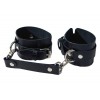 Фото товара: Черные кожаные наручники с соединением на карабинах, код товара: VS-N-196/Арт.387380, номер 1