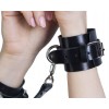 Фото товара: Черные кожаные наручники с соединением на карабинах, код товара: VS-N-196/Арт.387380, номер 3